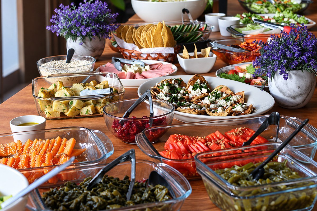Barra de ensaladas y pastas de El Abrevadero